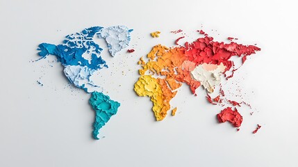 Colorful World Map with Torn Paper Effect