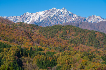 鹿島槍ヶ岳の初冠雪