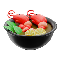 Tom Yum Seafood Soup 3d illustration