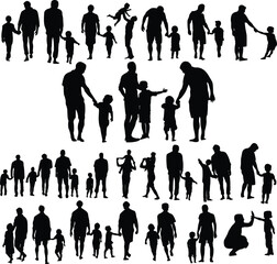 Father-Child Silhouettes Minimalist Family Bonding Moments for Modern Design