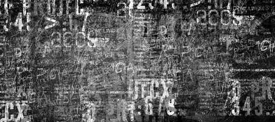 Abstract grunge lettering background. Urban cyber punk wide illustration	