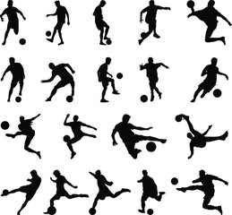 Soccer Silhouettes  Minimalist Football Players in Action for Modern Design