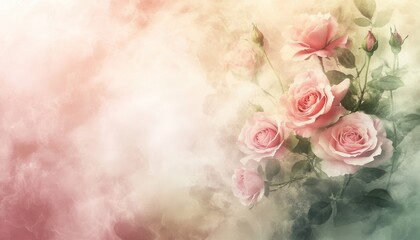 Watercolor Painting of Pink Roses in Soft Pastel Hues