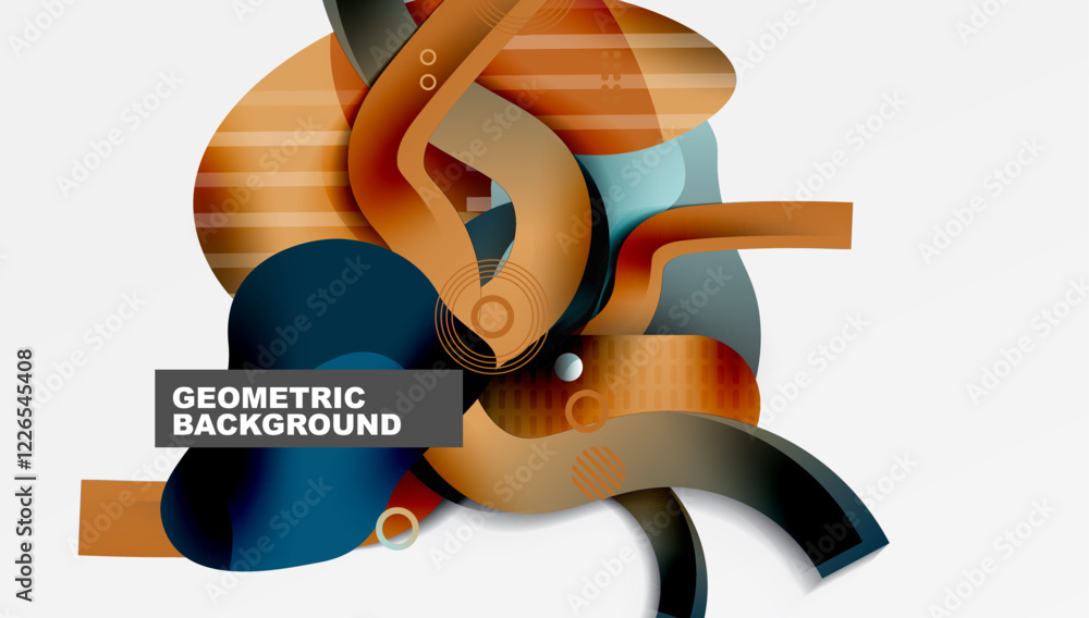 Poster abstract background - lines circles and liquid shapes