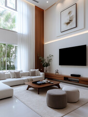Modern living room with elegant design and natural light