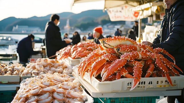 Crab showcase at hakodate market