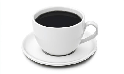 Obraz premium Classic White Coffee Cup with Black Coffee on Saucer Isolated on Background for Beverage and Hospitality Themes
