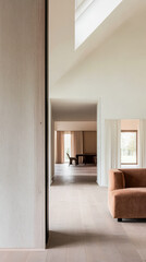 Fototapeta premium Modern interior design in a spacious living area with natural light and elegant furnishings