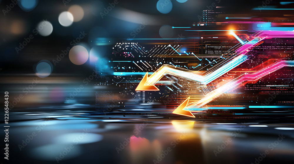Poster dynamic growth trends in business analytics digital environment abstract visuals futuristic perspect