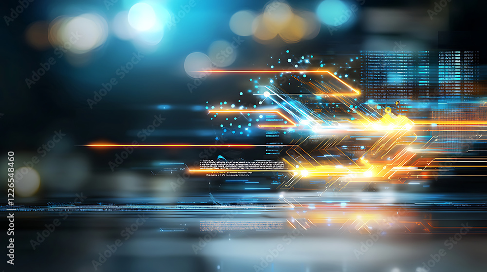 Poster dynamic digital art creation virtual space abstract graphics tech environment futuristic viewpoint i