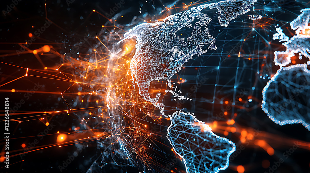 Poster global data connectivity visualization digital realm infographic high-tech environment futuristic vi