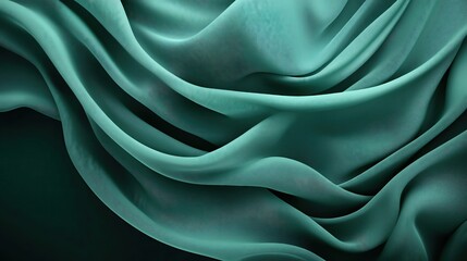 Obraz premium Soft teal silk fabric flowing elegantly.
