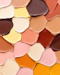 Fototapeta premium Colorful palette of paint swatches blended together.