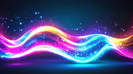 Colorful abstract light wave on dark background.