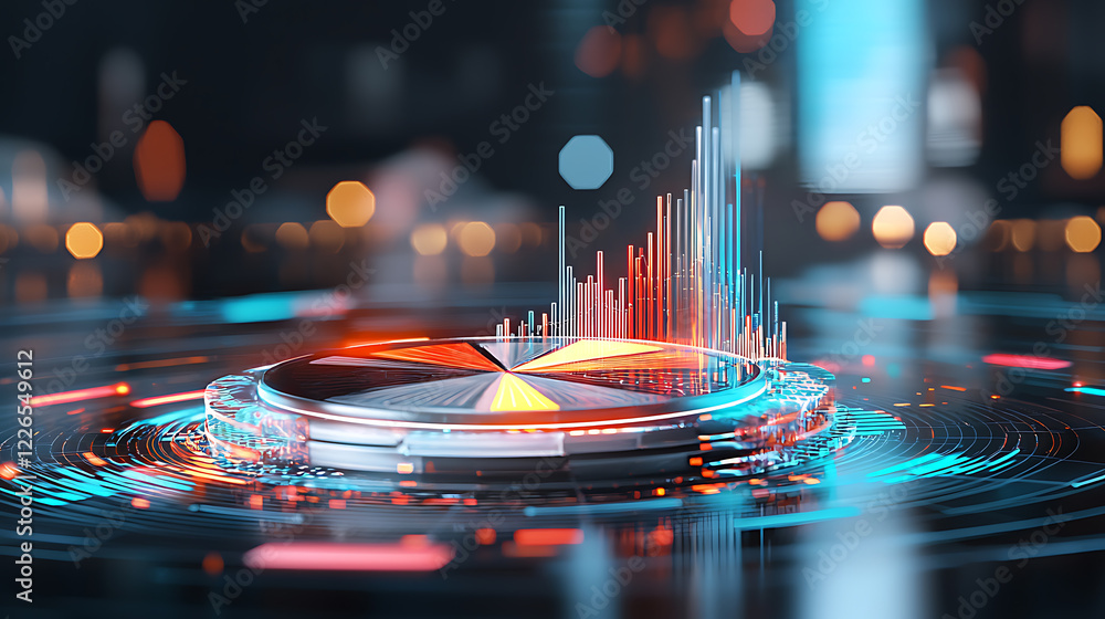 Poster dynamic data visualization digital environment 3d graphic futuristic setting close-up view technolog
