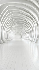 Abstract white tunnel interior architecture; background design, modern, clean, futuristic