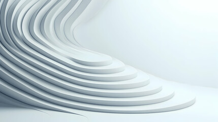 Fototapeta premium Abstract white wave background, minimal design, studio backdrop, product display
