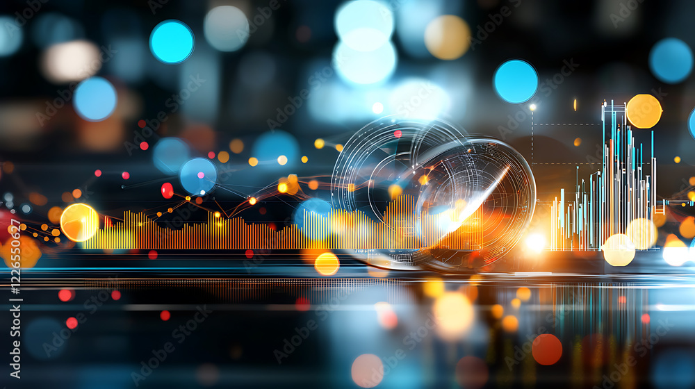 Poster dynamic financial growth visualization digital space infographic design technology environment abstr