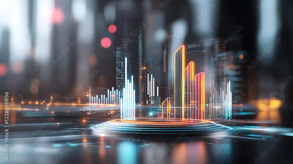 Aufkleber dynamic data visualization digital environment infographic futuristic city aerial view technology in