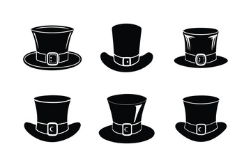 Set of different styles of St. Patrick's hat silhouette vector art design