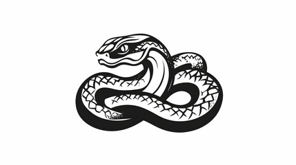 Fototapeta premium Coiled snake illustration, white background, design element, tattoo art