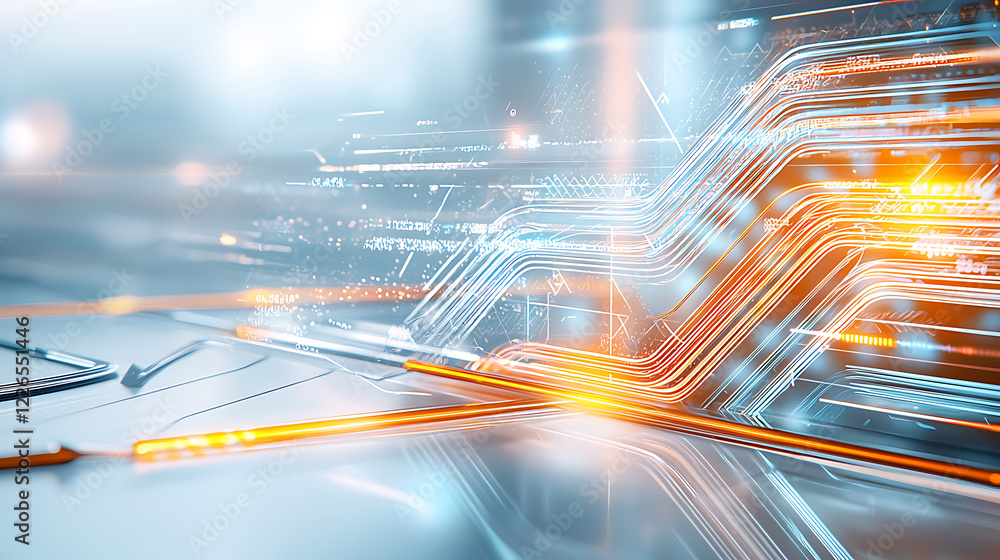 Poster dynamic technology interface digital realm graphic design futuristic environment close-up view innov