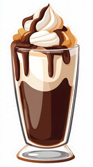 Creamy chocolate milkshake, whipped cream, chocolate sauce, dessert drink, studio shot, food photography, menu design