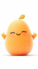 Happy orange fruit character, cartoon style, white background, for kids' content