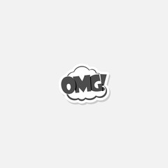 OMG icon sticker isolated on gray background
