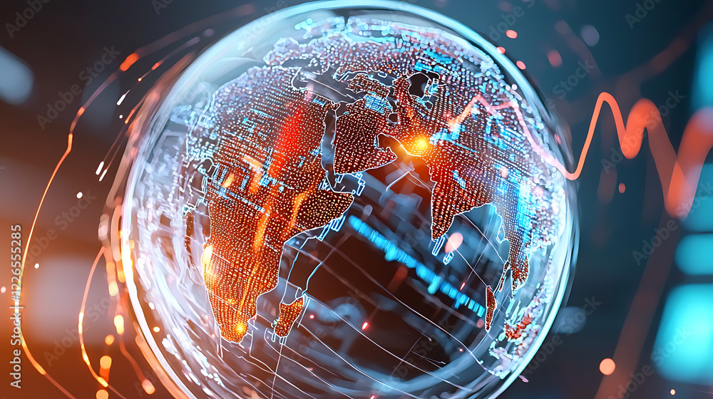 Aufkleber global digital connection technology insights virtual environment graphic visualization innovative p