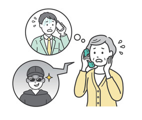 振り込め詐欺やオレオレ詐欺に電話に気づかず焦る高齢女性
