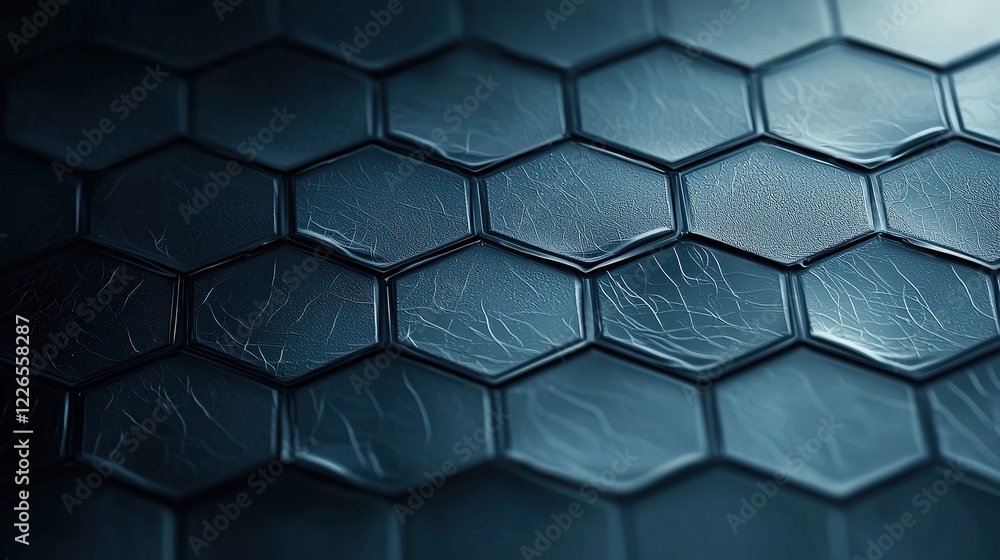 Poster dark hexagonal texture with intricate patterns and smooth finish