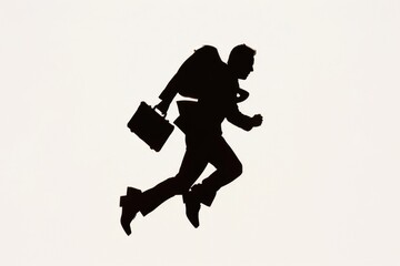 Dynamic Silhouette of a Running Businessman: A Powerful Image Representing Career Ambition, Success, and the Pursuit of Goals