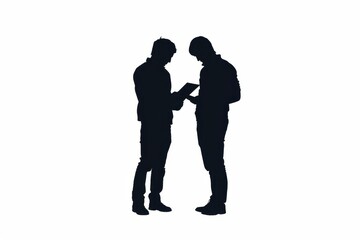 Silhouette of Two Men in Discussion: A Business Collaboration Concept