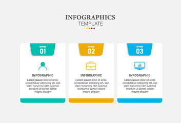 Obraz premium Infographic design with icons and 3 options or steps. Infographics business concept. Can be used for info graphics, flow charts, presentations, web sites