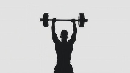 Simple silhouette of a person lifting weights, showcasing strength, minimalist and bold on white. --ar 16:9 --v 6 Job ID: 855b1872-1554-4fb3-a508-f9260ac1616e