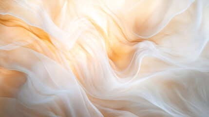 Obraz premium Elegant Creamy White Silk Fabric Texture Background Soft Draped Flowing Sheer Light Pastel Gold 
