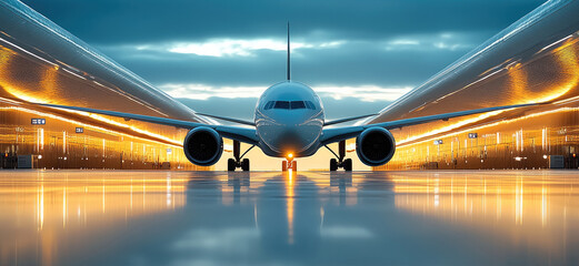 A futuristic airport with advanced biometric boarding systems and secure luggage tracking, enhancing passenger safety and experience.