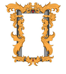 Baroque ornament vector illustration with rectangle frame 