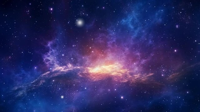 Flying through the stars and nebula. Milky way nebula space exploration through outer space. High quality footage.