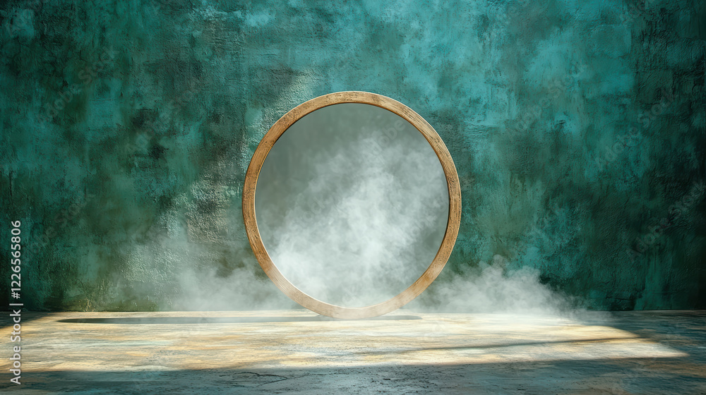 Poster haunting mirror surrounded by mist in mysterious setting