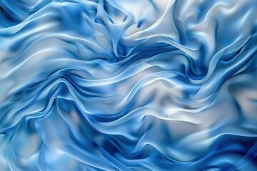 Obraz premium Elegant blue silk fabric waves for background design and decoration