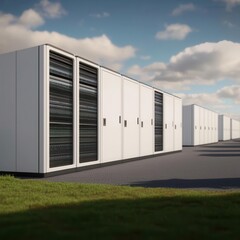 Obraz premium Efficient data storage solutions modern facility image showcase outdoor environment side view technology concept