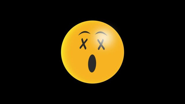 Yellow emoticon with crossed eyes and open mouth