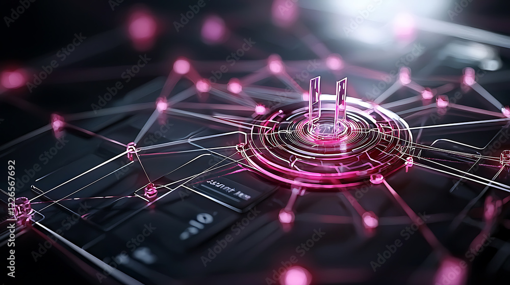 Poster innovative digital network visualization technology lab graphic design futuristic environment close-