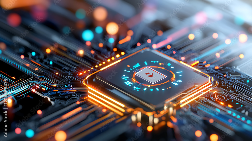 Poster innovative technology circuit board digital lab high-resolution image tech environment close-up view