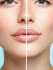 Side-by-side comparison of lip beauty enhancement results