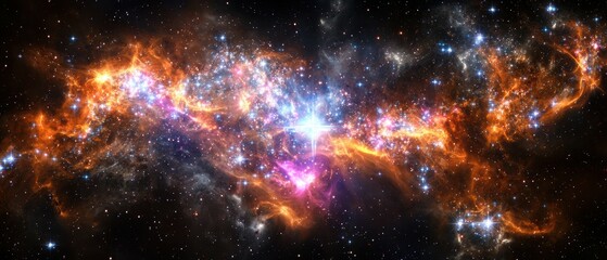 Fototapeta premium Stunning Colorful Cosmic Nebula in Vast Space Filled with Stars