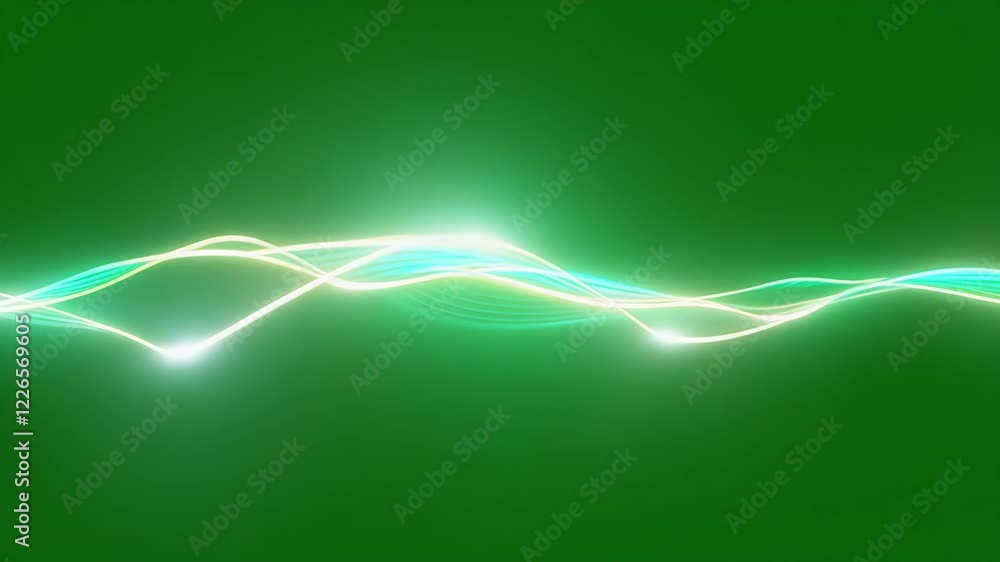 Poster glowing sharp lines ting through the air. green screen chromakey.