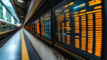 Train station schedule displays, platform, arrival, departures, commuters, transit, information, travel, transportation, city